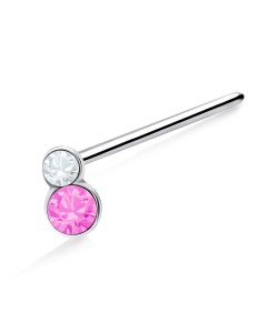 Dual Round Stone Straight Nose Stud NSKA-833